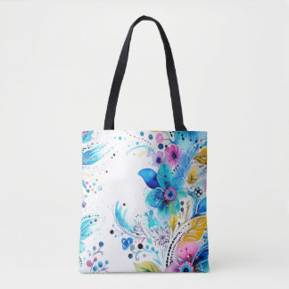 Colourful Boho Flowers Tote Bag