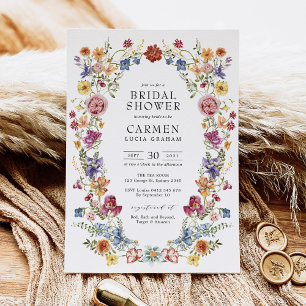Colourful Boho Garden Flowers Bridal Shower Invitation