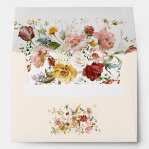 Colourful Boho Garden Flowers Return Address Envelope