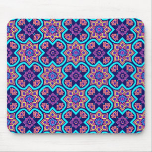 Colourful Boho Geometric Floral Pattern Mouse Mat