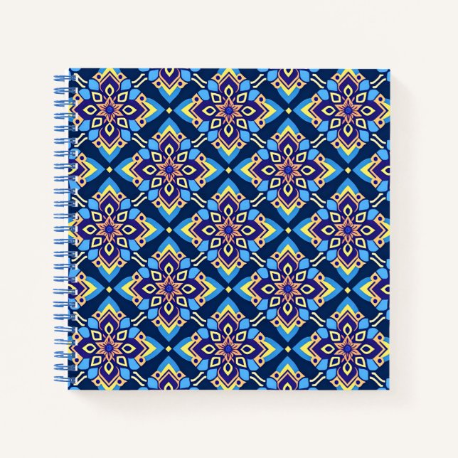 Colourful Boho Geometric Floral Pattern Notebook (Front)