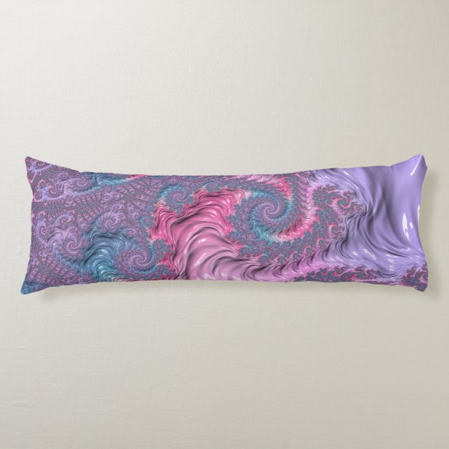 Colourful Boho Hippie Groovy Trippy Pastel Fractal Body Cushion (Front)