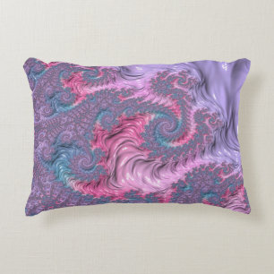 Colourful Boho Hippie Groovy Trippy Pastel Fractal Decorative Cushion