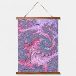 Colourful Boho Hippie Groovy Trippy Pastel Fractal Hanging Tapestry