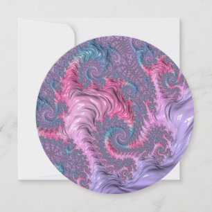 Colourful Boho Hippie Groovy Trippy Pastel Fractal Invitation