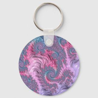 Colourful Boho Hippie Groovy Trippy Pastel Fractal Key Ring