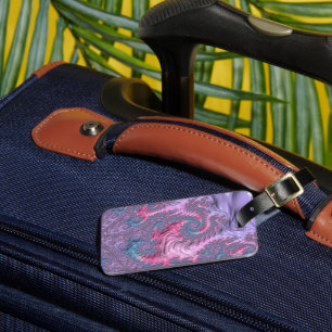 Colourful Boho Hippie Groovy Trippy Pastel Fractal Luggage Tag
