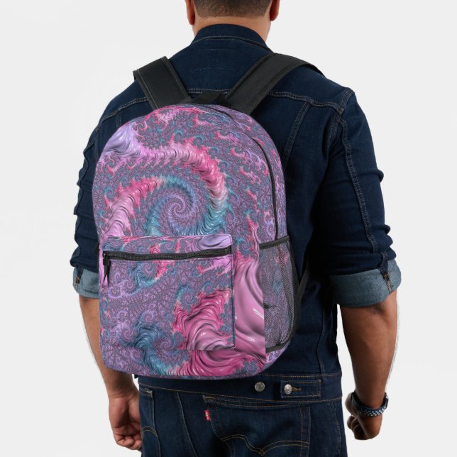 Colourful Boho Hippie Groovy Trippy Pastel Fractal Printed Backpack (Insitu (Model))