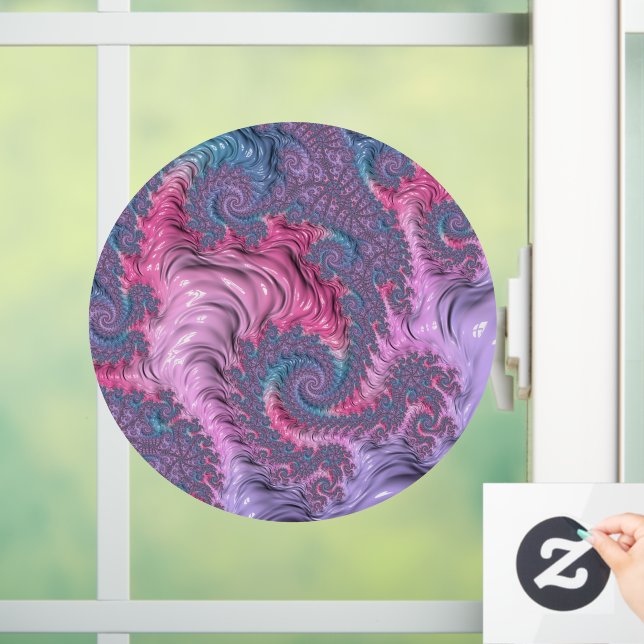 Colourful Boho Hippie Groovy Trippy Pastel Fractal Window Cling (Home)