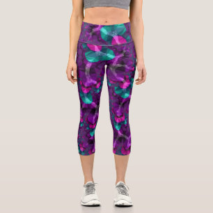 Colourful Boho Hippie Jewel Tone Low Poly Fractal Capri Leggings