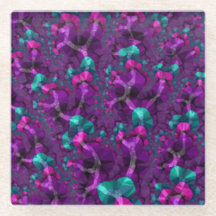 Colourful Boho Hippie Jewel Tone Low Poly Fractal Glass Coaster