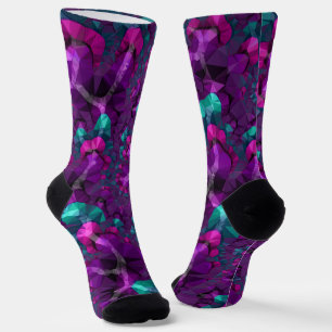 Colourful Boho Hippie Jewel Tone Low Poly Fractal Socks