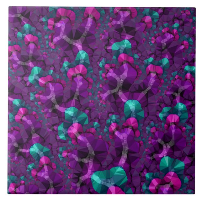 Colourful Boho Hippie Jewel Tone Low Poly Fractal Tile (Front)