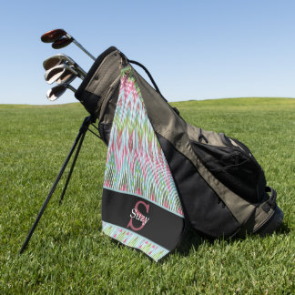 Colourful Boho Hippie Pattern Initial Monogram Golf Towel