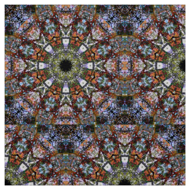 Colourful Boho Kaleidoscope Mandala Modern Hippie Fabric (Swatch)