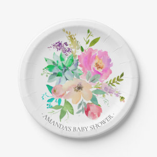 Colourful Boho Lavender Flowers Shower 7" Plate