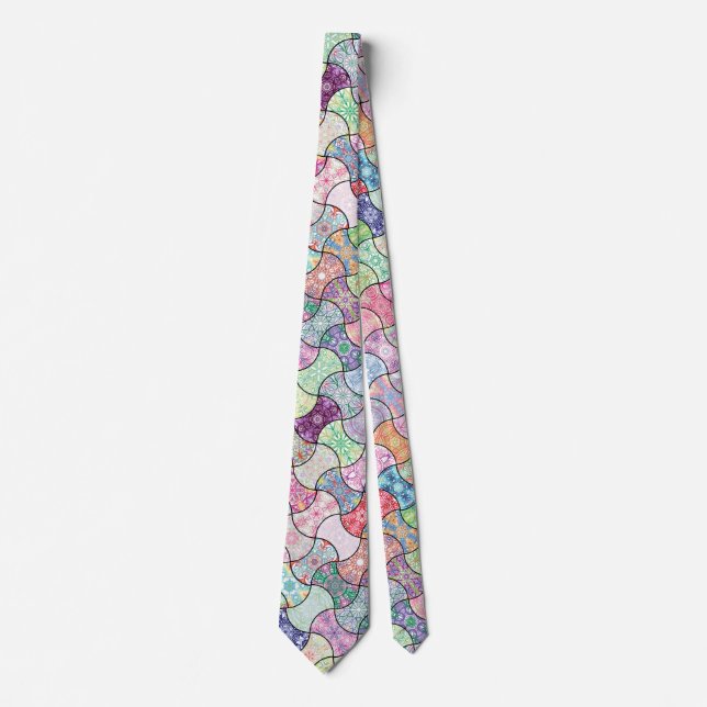 Colourful Boho Mandala Pattern Tie (Front)