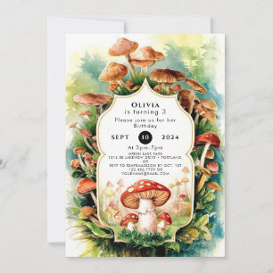 Colourful Boho Mushroom Birthday Invitation