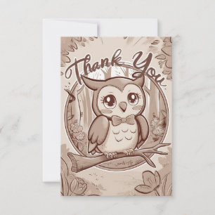 Colourful Boho Owl Thank You Card