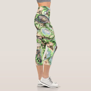 Colourful Boho Pastel Fractal Marble Abstract Art Capri Leggings