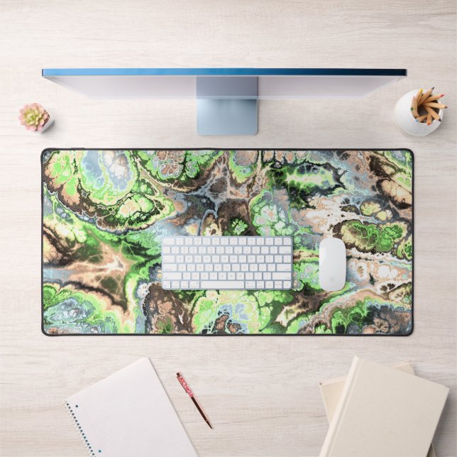 Colourful Boho Pastel Fractal Marble Abstract Art Desk Mat (Office 1)