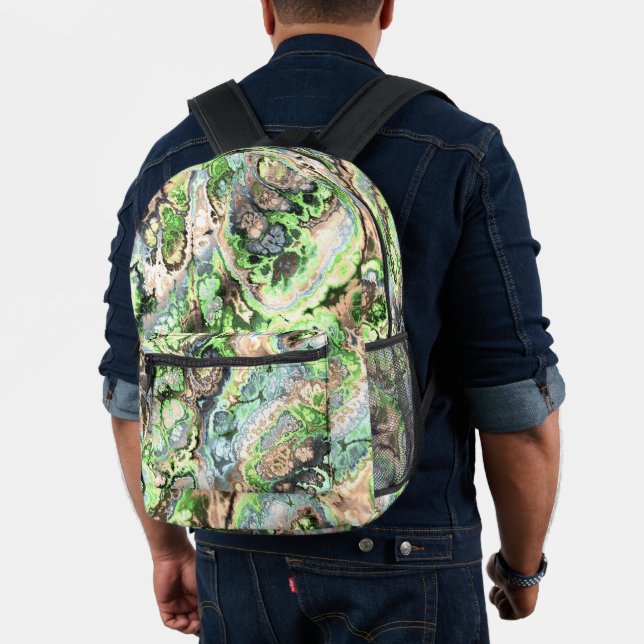 Colourful Boho Pastel Fractal Marble Abstract Art Printed Backpack (Insitu (Model))