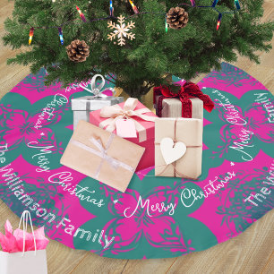 Colourful Boho Pattern Pink Green Trendy Christmas Brushed Polyester Tree Skirt