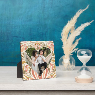 Colourful Boho Print Heart Photo with Year Plaque