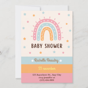 Colourful boho rainbow birthday invitation
