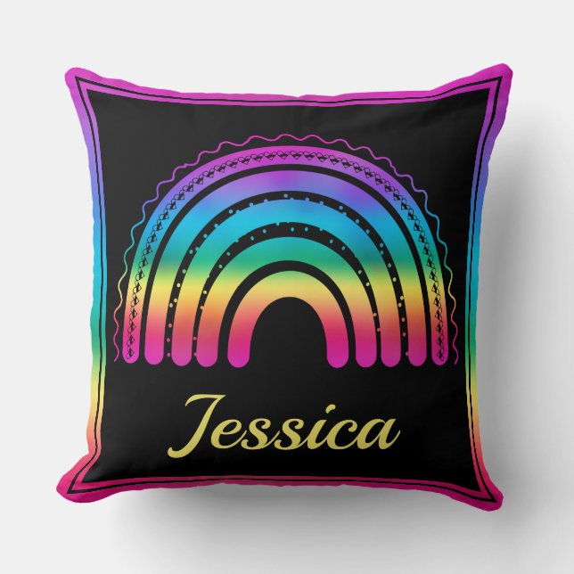 Colourful Boho Rainbow Cushion (Front)