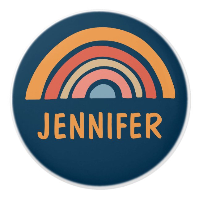 Colourful boho rainbow design ceramic knob (Front)