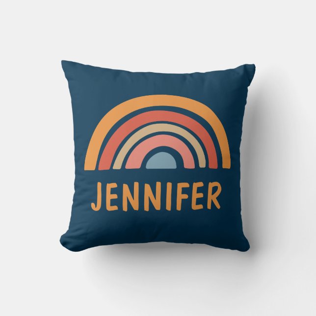 Colourful boho rainbow design cushion (Front)