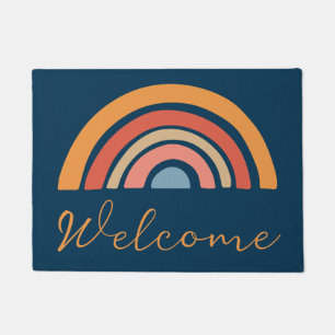 Colourful boho rainbow design doormat