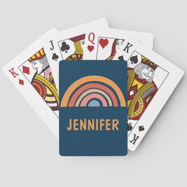 Colourful boho rainbow design playing cards (Back)