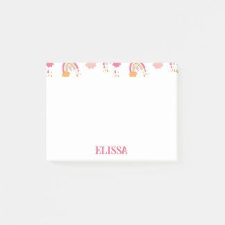 Colourful Boho Rainbow Pattern Name Personalised Post-it Notes