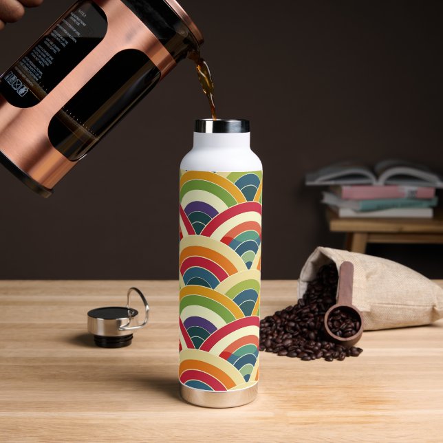 Colourful Boho Rainbow Water Bottle (Coffee)