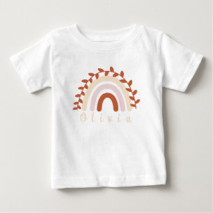 Colourful Boho Rainbow with a Personalised Name  Baby T-Shirt