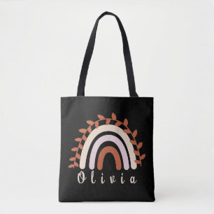 Colourful Boho Rainbow with a Personalised Name Tote Bag
