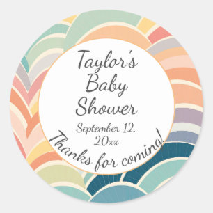 Colourful Boho Rainbows Baby Shower Classic Round Sticker