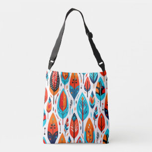 Colourful Boho Seamless Leaf Pattern Crossbody Bag