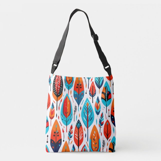 Colourful Boho Seamless Leaf Pattern Crossbody Bag (Back)