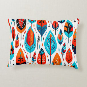 Colourful Boho Seamless Leaf Pattern Decorative Cushion