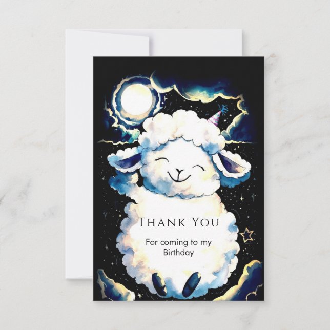 Colourful Boho Sheep Birthday Thank You Card (Front)
