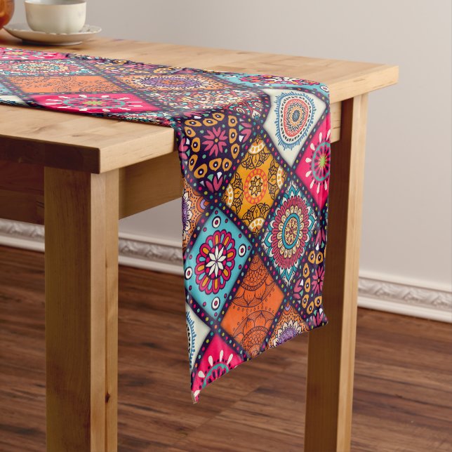 colourful boho style long table runner (In Situ)