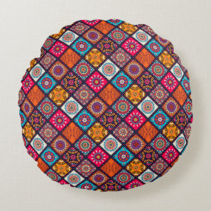 colourful boho style round cushion