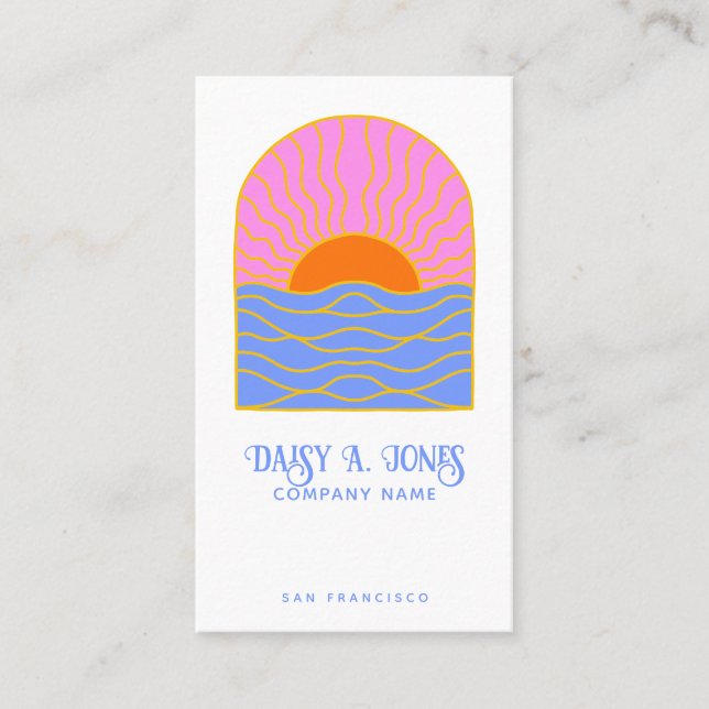 Colourful Boho Sunrise Business Card (Front)