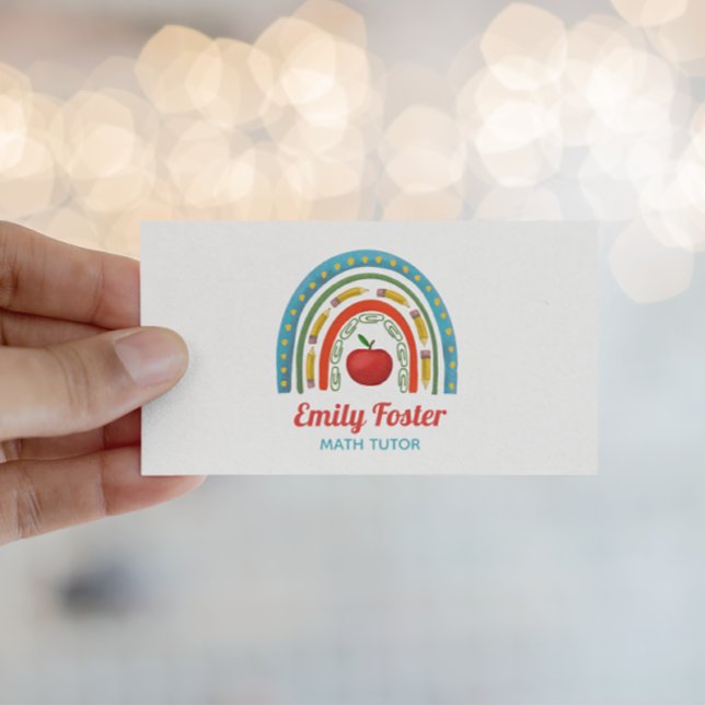 Colourful Boho Teacher Rainbow Custom  Business Card (Creator Uploaded)