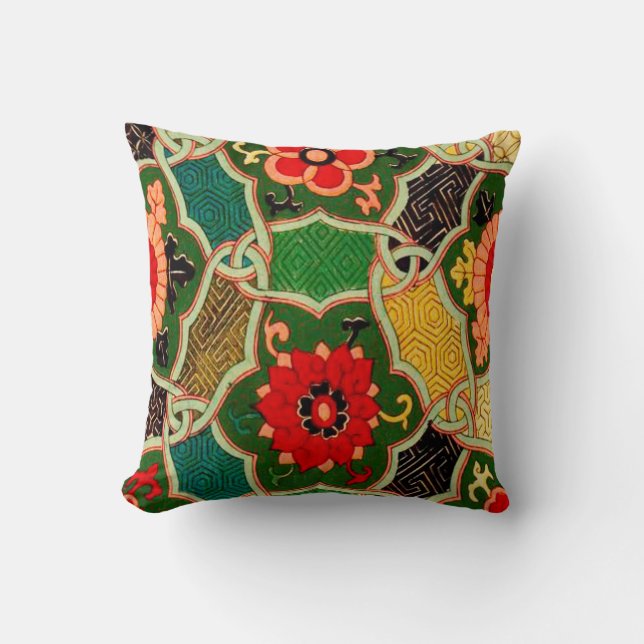 Colourful Boho Throw Pillow Oriental Design 16 X (Front)