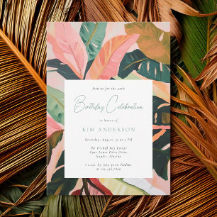Colourful Boho Tropical Palm Birthday Party Invitation