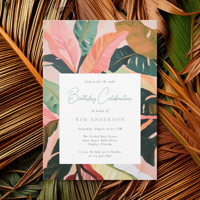 Colourful Boho Tropical Palm Birthday Party Invitation (Creator Uploaded)